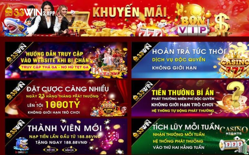 Khuyến mãi cực khủng tại 33win